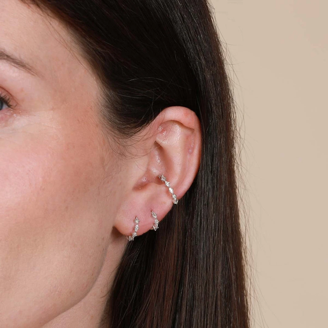 Astrid & Miyu Navette Hoop 11.5mm In Silver 4 Astrid & Miyu Navette Hoop 11.5mm In Silver