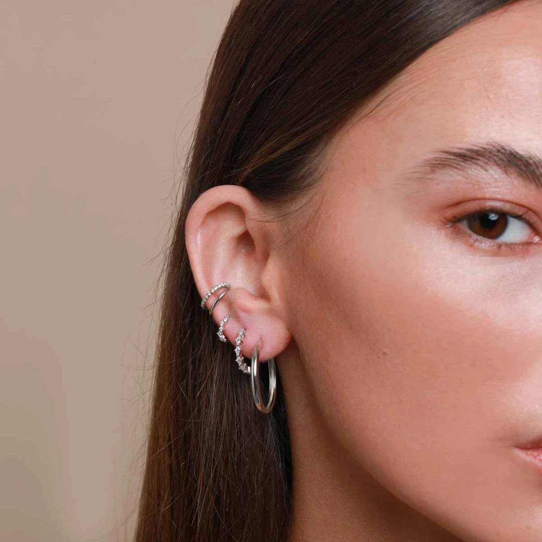 Astrid & Miyu Navette Hoop 11.5mm In Silver 6 Astrid & Miyu Navette Hoop 11.5mm In Silver