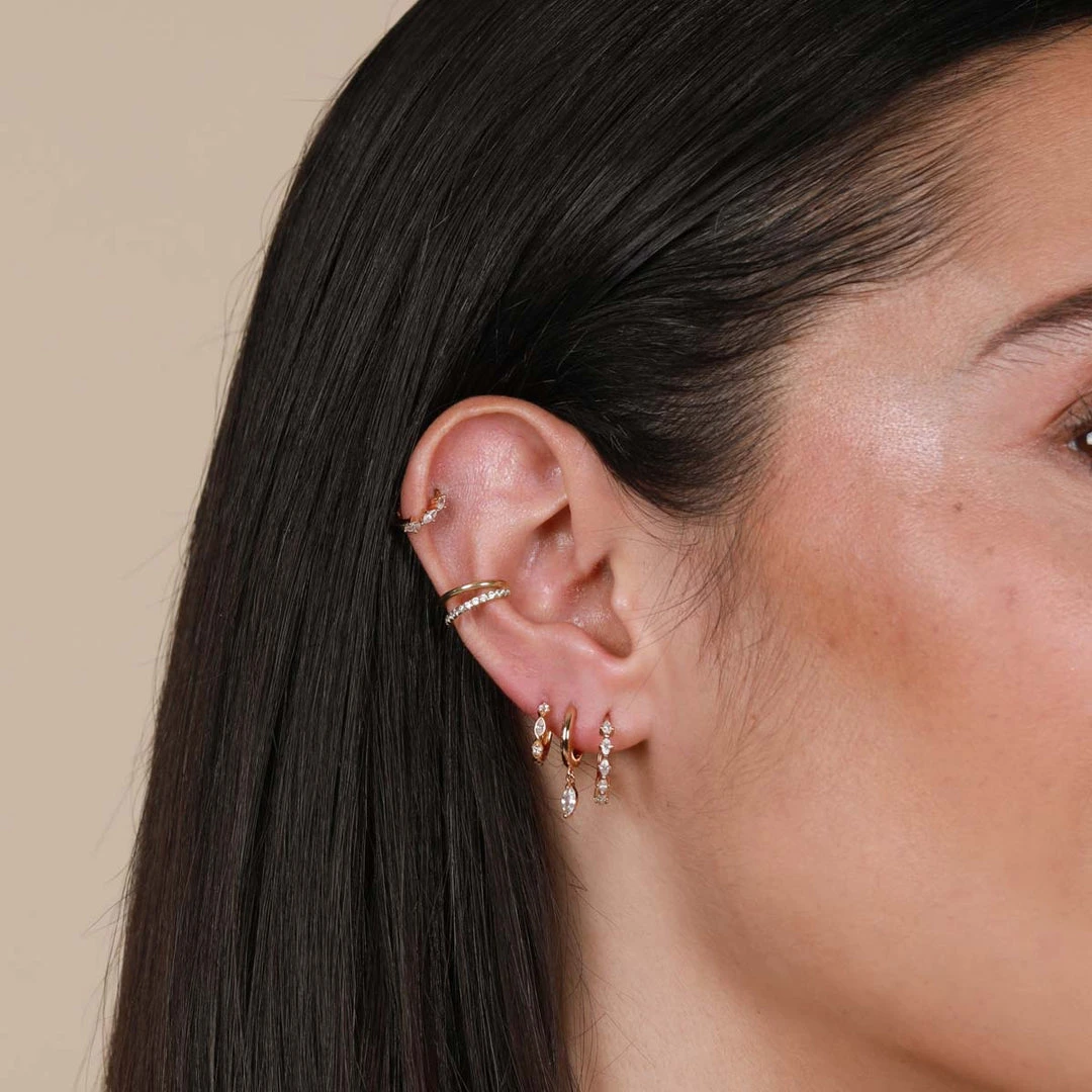 Astrid & Miyu Best Sellers Navette Hoop 6.5mm In Gold 6 Astrid & Miyu Best Sellers Navette Hoop 6.5mm In Gold