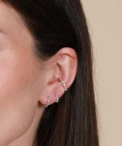 Astrid & Miyu Earrings Navette Hoop 6.5mm In Silver