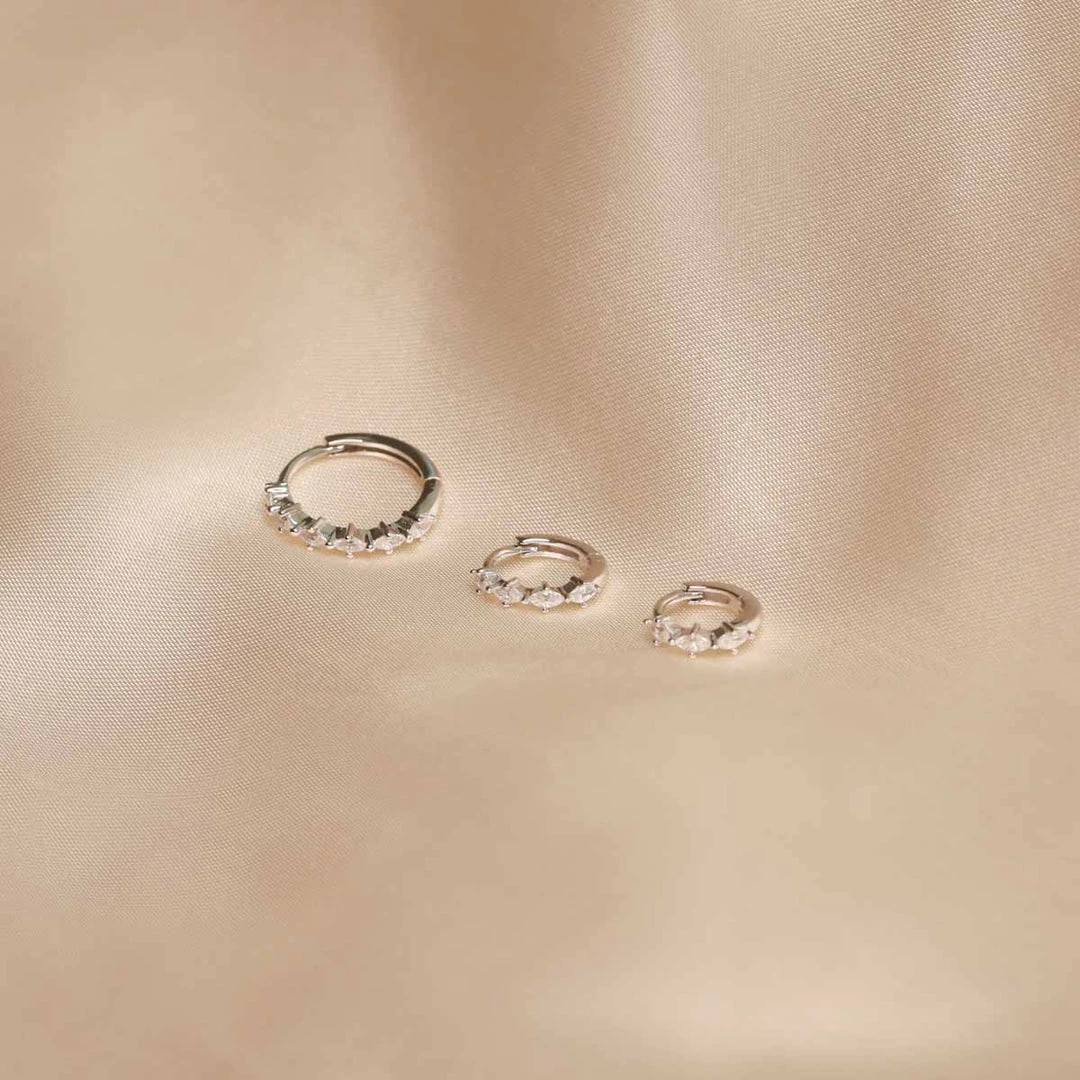 Astrid & Miyu Earrings Navette Hoop 6.5mm In Silver 6 Astrid & Miyu Earrings Navette Hoop 6.5mm In Silver