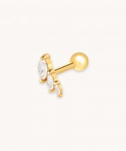 Astrid & Miyu Navette Wave Barbell In Gold