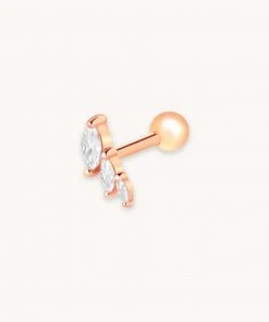 Astrid & Miyu Earrings Navette Wave Barbell In Rose Gold
