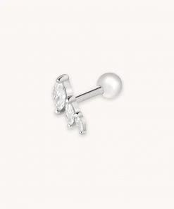 Astrid & Miyu Navette Wave Barbell In Silver