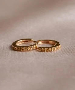 Astrid & Miyu November Birthstone Huggies In Gold With Citrine CZ