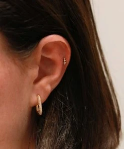 Astrid & Miyu Glimmer Crystal Barbell In Gold