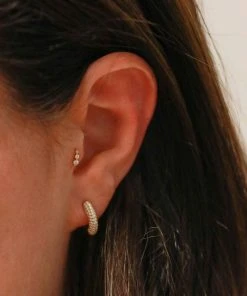 Astrid & Miyu Earrings Glimmer Pave Huggies In Gold 11 Astrid & Miyu Earrings Glimmer Pave Huggies In Gold