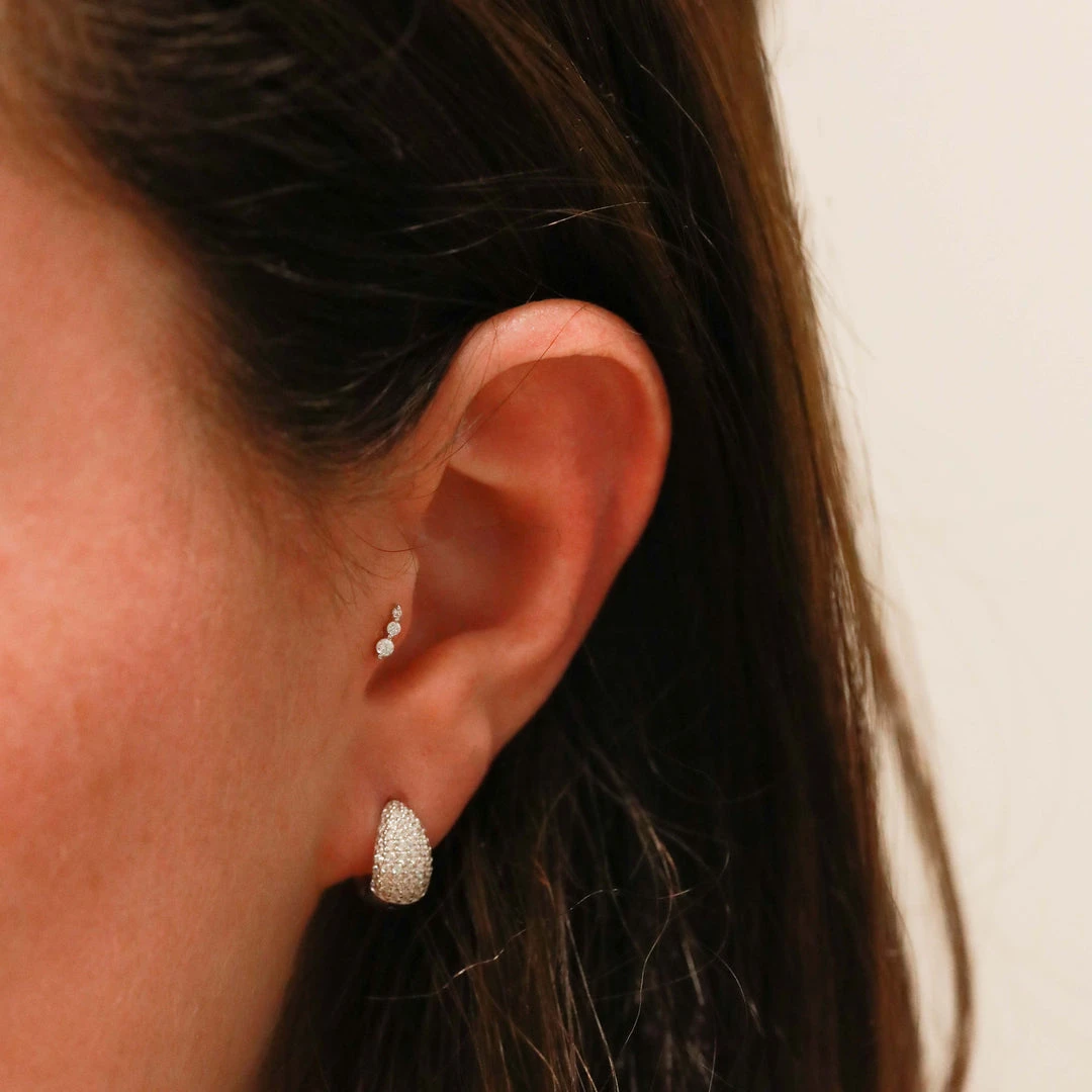 Astrid & Miyu Glimmer Bold Pave Huggies In Silver 7 Astrid & Miyu Glimmer Bold Pave Huggies In Silver