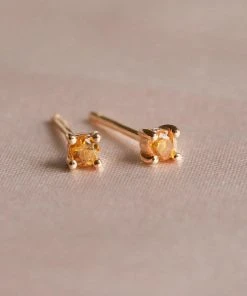 Astrid & Miyu Birthstone Earrings November Birthstone Stud Earrings In Gold With Citrine CZ