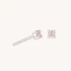 Astrid & Miyu October Birthstone Stud Earrings In Silver With Pink Tourmaline CZ Birthstone Earrings