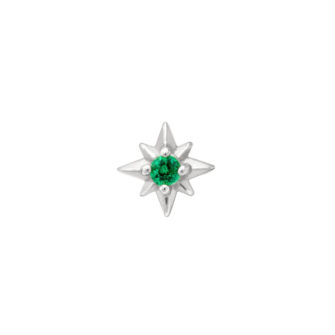 Astrid & Miyu Cosmic Emerald Barbell In Silver 5 Astrid & Miyu Cosmic Emerald Barbell In Silver