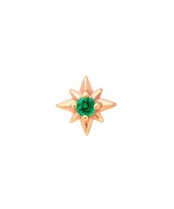 Astrid & Miyu Cosmic Emerald Barbell In Rose Gold Earrings