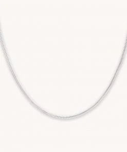 Astrid & Miyu Oval Snake Chain Necklace In Silver Necklaces