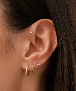 Astrid & Miyu Solid Gold Crystal Beaded Piercing Stud Earrings