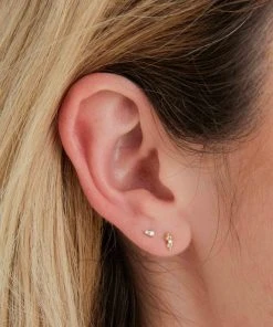 Astrid & Miyu Solid Gold Crystal Beaded Piercing Stud Earrings