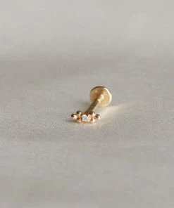 Astrid & Miyu Solid Gold Crystal Beaded Piercing Stud Earrings