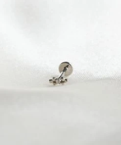 Astrid & Miyu Earrings Solid White Gold Crystal Beaded Piercing Stud