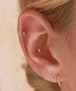 Astrid & Miyu Solid Gold Beaded Piercing Stud