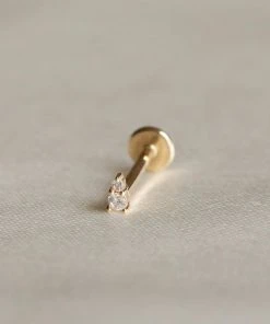 Astrid & Miyu Earrings Solid Gold Stacked Crystal Piercing Stud