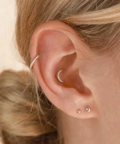 Astrid & Miyu Solid White Gold Diamond Moon Piercing Stud 12 Astrid & Miyu Solid White Gold Diamond Moon Piercing Stud