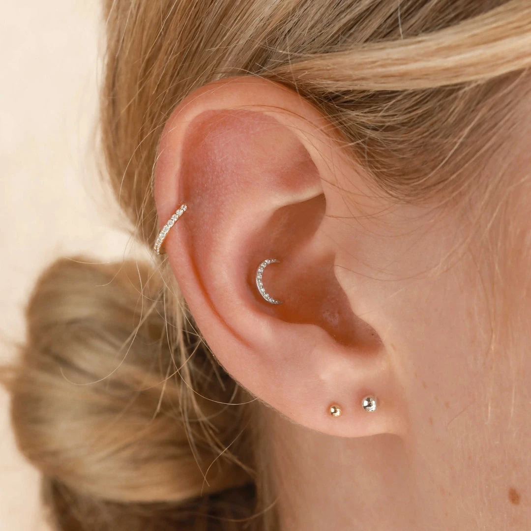 Astrid & Miyu Solid White Gold Diamond Moon Piercing Stud 7 Astrid & Miyu Solid White Gold Diamond Moon Piercing Stud