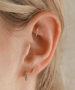 Astrid & Miyu Solid Gold Crystal Rook Hoop