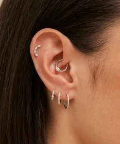 Astrid & Miyu Solid White Gold Crystal Piercing Hoop 13 Astrid & Miyu Solid White Gold Crystal Piercing Hoop