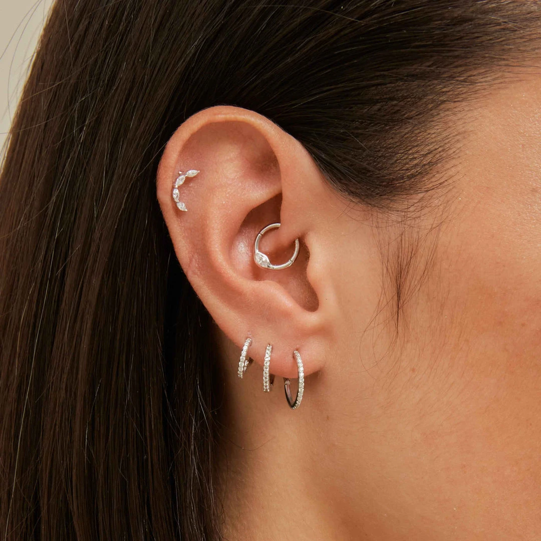 Astrid & Miyu Solid White Gold Crystal Piercing Hoop 8 Astrid & Miyu Solid White Gold Crystal Piercing Hoop