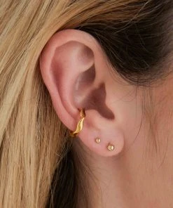 Astrid & Miyu Solid Gold Large Ball Piercing Stud Earrings