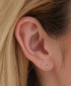 Astrid & Miyu Solid White Gold Large Ball Piercing Stud Earrings