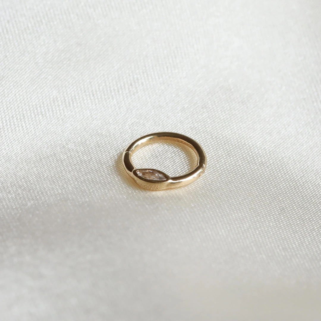 Astrid & Miyu Earrings Solid Gold Marquise Daith Hoop 5 Astrid & Miyu Earrings Solid Gold Marquise Daith Hoop