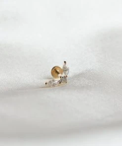 Astrid & Miyu Solid Gold Marquise Fan Piercing Stud