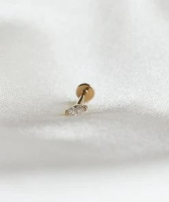 Astrid & Miyu Earrings Solid Gold Marquise Piercing Stud