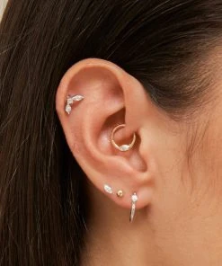 Astrid & Miyu Earrings Solid White Gold Marquise Piercing Stud