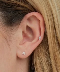 Astrid & Miyu Earrings Solid White Gold Marquise Piercing Stud