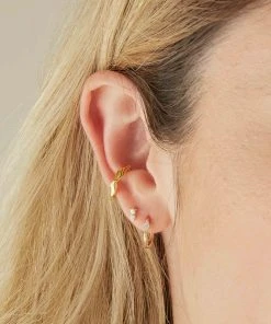 Astrid & Miyu Solid Gold Marquise Piercing Hoop Earrings