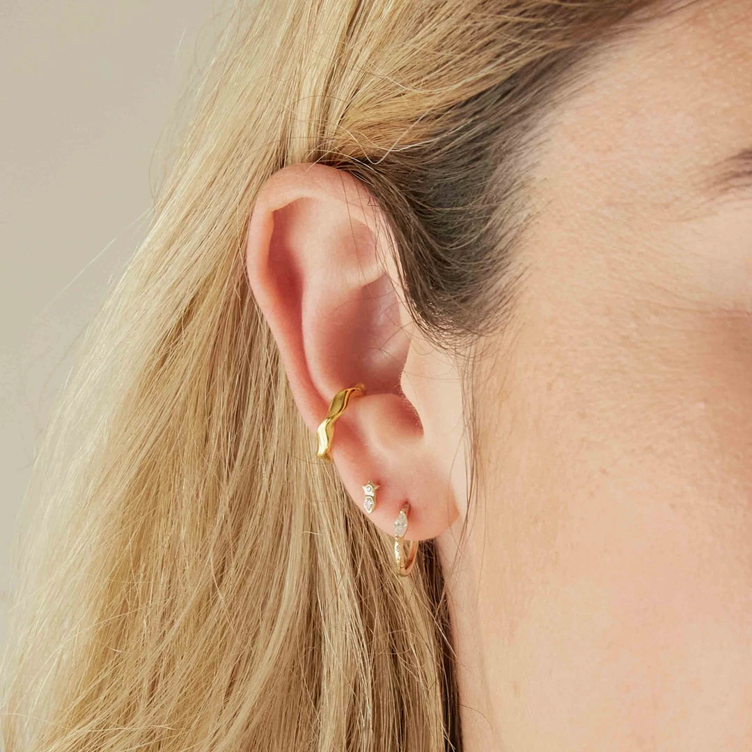 Astrid & Miyu Solid Gold Marquise Piercing Hoop Earrings 4 Astrid & Miyu Solid Gold Marquise Piercing Hoop Earrings