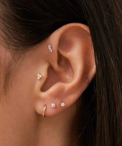 Astrid & Miyu Earrings Solid Gold Diamond Piercing Stud