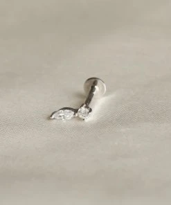 Astrid & Miyu Earrings Solid White Gold Teardrop Piercing Stud