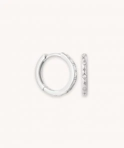 Astrid & Miyu Prism Crystal Hoops In Silver