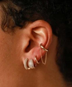 Astrid & Miyu Earrings Prism Crystal Hoop 6.5mm In Gold