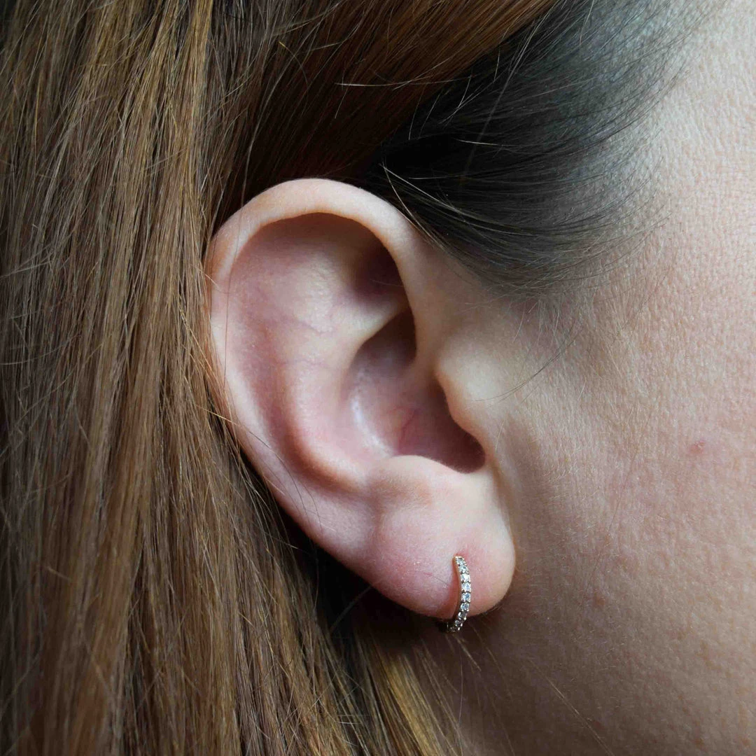 Astridandmiyu Earrings Single Dia Base Hoop In Rose Gold 6 Astridandmiyu Earrings Single Dia Base Hoop In Rose Gold