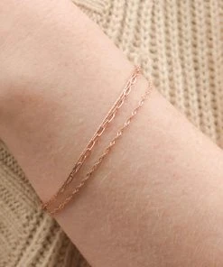 Astridandmiyu Double Chain Bracelet In Rose Gold Bracelets