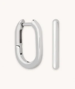 Astrid & Miyu Rectangular Hoops In Silver