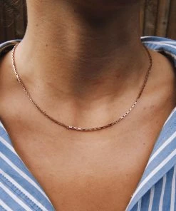 Astridandmiyu Rectangular Link Necklace Chain In Rose Gold