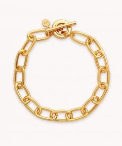 Astrid & Miyu Ripple T-Bar Chunky Bracelet In Gold Bracelets