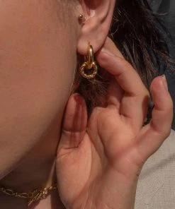 Astrid & Miyu Sale Rope Charm Hoops In Gold