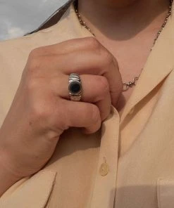 Astrid & Miyu Sale Rope Signet Ring In Silver 10 Astrid & Miyu Sale Rope Signet Ring In Silver