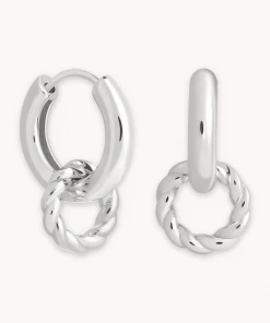 Astrid & Miyu Rope Charm Hoops In Silver
