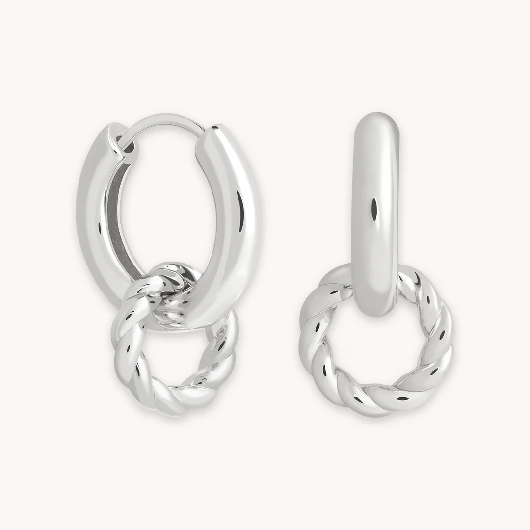 Astrid & Miyu Rope Charm Hoops In Silver 3 Astrid & Miyu Rope Charm Hoops In Silver